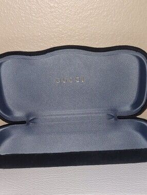 Gucci Sunglasses Black Velvet Hard Clamshell Case Blue Satin Interior